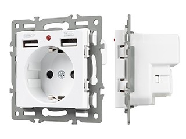 Механизм розетки с USB зарядкой SCT-MUAA-PL-WH (250V, 16A) (Arlight, -) фото:2