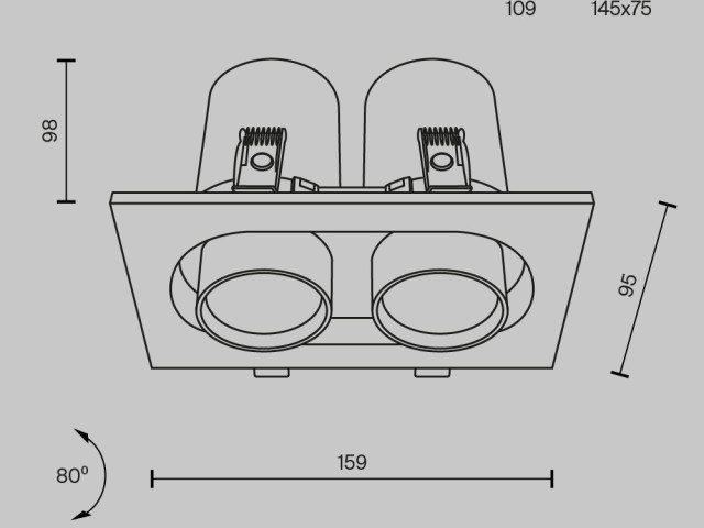 Встраиваемый светильник Technical DL045-02-10W3K-B фото:10