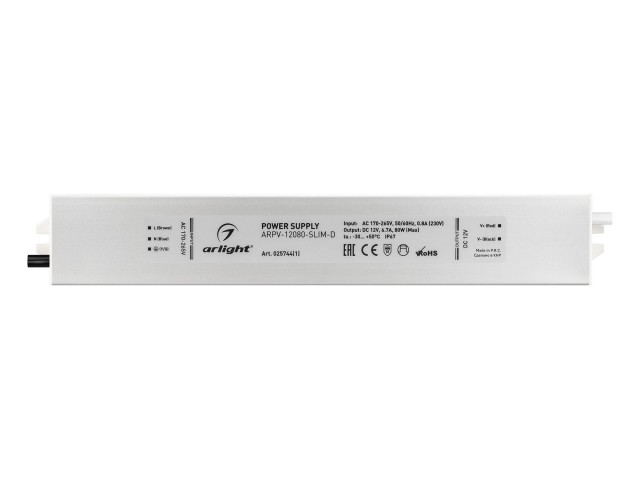 Блок питания ARPV-12080-SLIM-D (12V, 6.7A, 80W) (Arlight, IP67 Металл, 3 года) фото:3