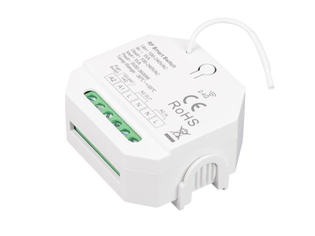 INTELLIGENT ARLIGHT Релейный модуль SMART-701-72-WTI-WTO-PS-IN  (230V, 1x15A, 2.4G) (IARL, IP20 Пластик, 5 лет) фото:1