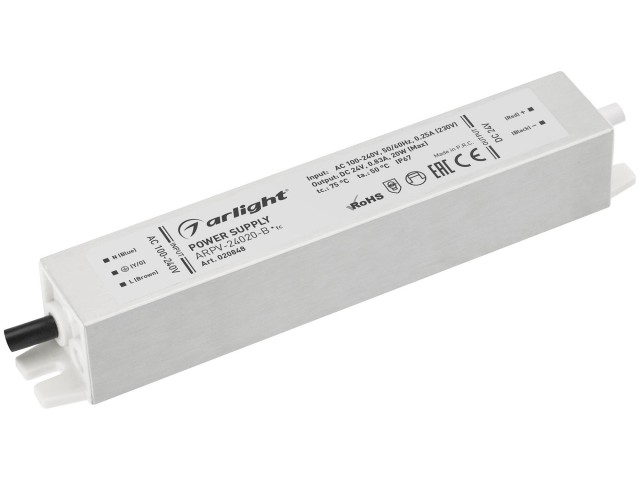 Блок питания ARPV-24020-B (24V, 0.8A, 20W) (Arlight, IP67 Металл, 3 года) фото:5