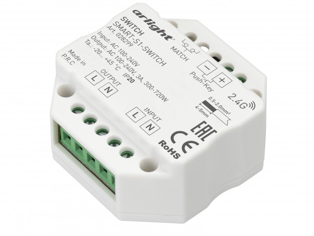 Контроллер-выключатель SMART-S1-SWITCH (230V, 3A, 2.4G) (Arlight, IP20 Пластик, 5 лет) фото:1
