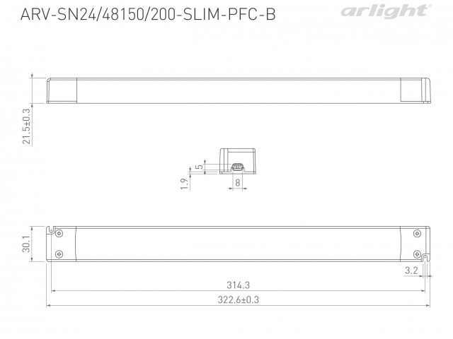 Блок питания ARV-SN48150-SLIM-PFC-B (48V, 3.1A, 150W) (Arlight, IP20 Пластик, 3 года) фото:5