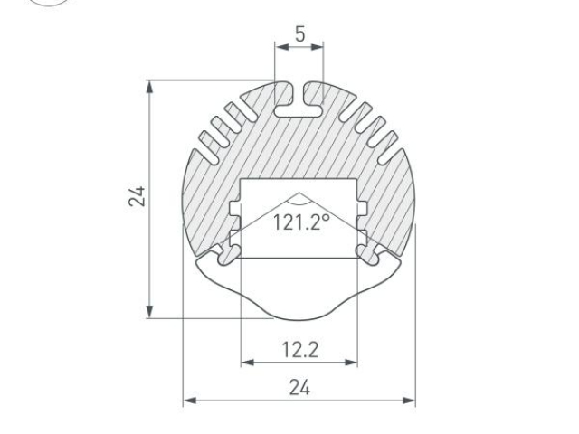 Профиль с экраном ALU-ROUND-2000 ANOD+LEN30 (Arlight, Алюминий) фото:4