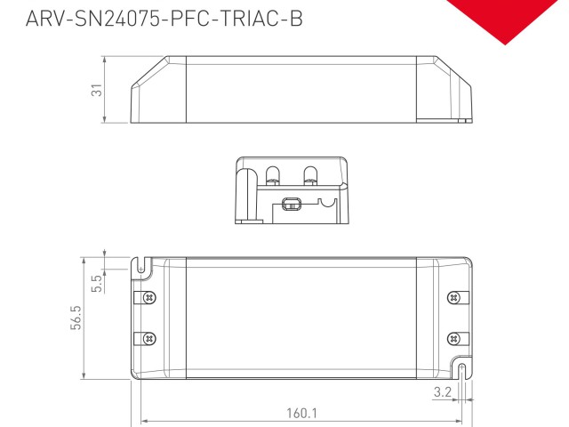 Блок питания ARV-SN24075-PFC-TRIAC-B (24V, 3.1A, 75W) (Arlight, IP20 Пластик, 3 года) фото:4
