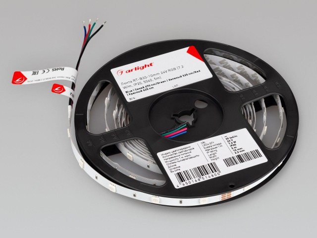 Лента RT-B30-10mm 24V RGB (7.2 W/m, IP20, 5060, 5m) (Arlight, Открытый) фото:14