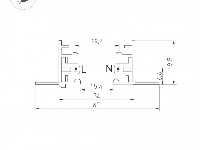 Трек LGD-2TR-TRACK-F-2000-BK-M (C) (Arlight, IP20 Металл, 3 года) фото:2