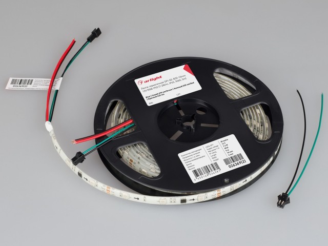 Лента герметичная SPI-SE-B30-10mm 12V RGB-PX3 (7.2W/m, IP65, 5060, 5m) (Arlight, бегущий огонь) фото:6