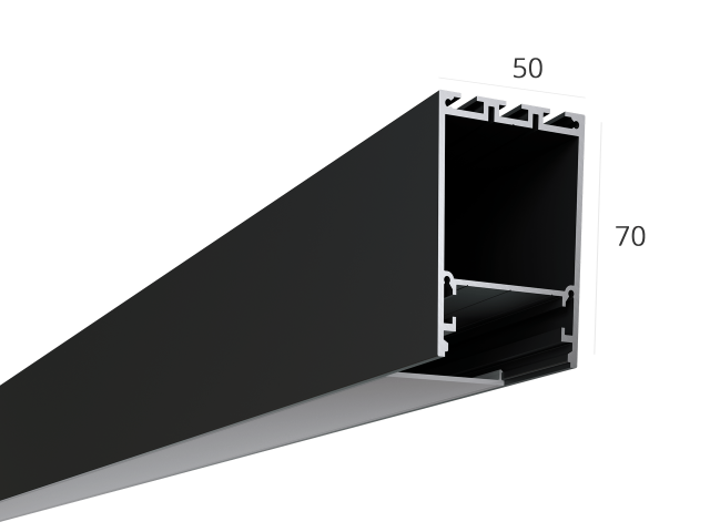 Алюминиевый LED профиль LINE 5070 ral9005 LT70 (с экраном) — 2000мм фото:1