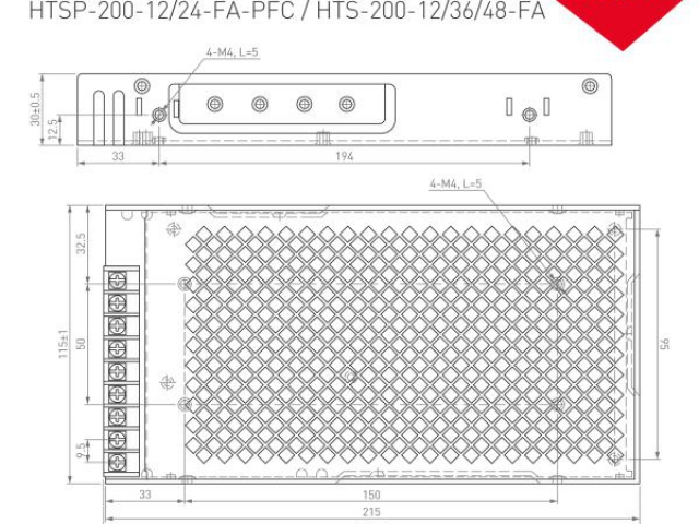 Блок питания HTSP-200-24-FA-PFC (24V, 8.3A, 200W) (Arlight, IP20 Сетка, 3 года) фото:2