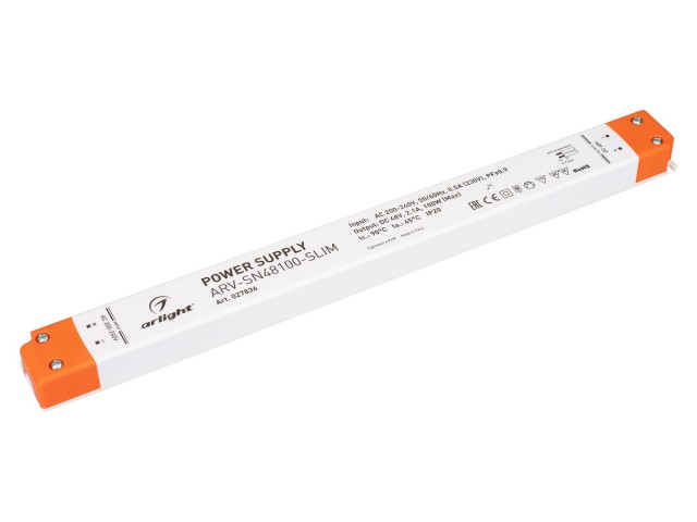 Блок питания ARV-SN48100-SLIM (48V, 2.1A, 100W, PFC) (Arlight, IP20 Пластик, 3 года) фото:1