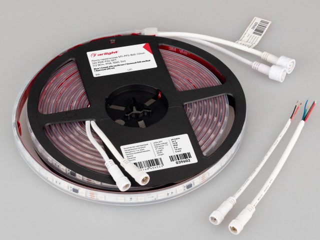 Лента герметичная SPI-PFS-B60-12mm 24V RGB-PX6-BPT (12 W/m, IP68, 5060, 5m) (Arlight, бегущий огонь) фото:1