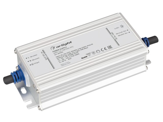 Блок питания ARPJ-LG-1081050-PFC (75W, 54-108V, 0.5-1.05A) (Arlight, IP67 Металл, 5 лет) фото:1