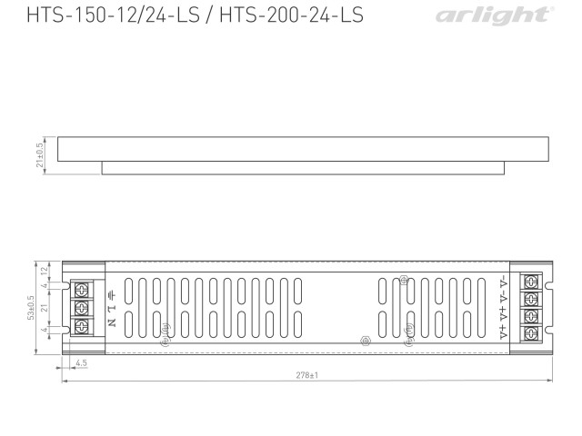 Блок питания HTS-200-24-LS (24V, 8.3A, 200W) (Arlight, IP20 Сетка, 3 года) фото:2