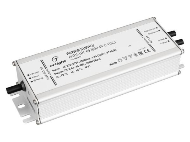 Блок питания ARPJ-UH-892800-PFC-DALI (250W, 2.8A) (Arlight, IP67 Металл, 7 лет) фото:2