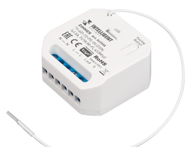 INTELLIGENT ARLIGHT Диммер TY-601-72-PS-IN (230V, 1x1.5A, TUYA Wi-Fi, 433Mhz) (IARL, IP20 Пластик, 3 года) фото:1