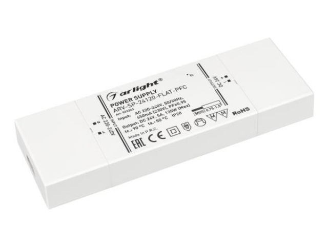 Блок питания ARV-SP-24120-FLAT-PFC (24V, 5A, 120W) (Arlight, IP20 Пластик, 5 лет) фото:5