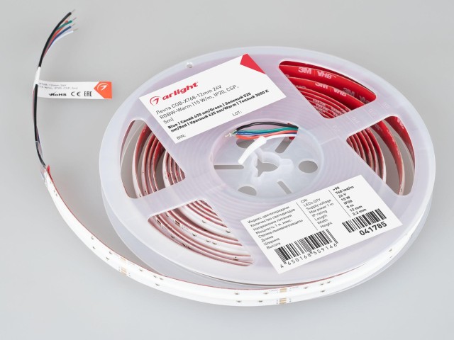 Лента COB-X768-12mm 24V RGBW-Warm (15 W/m, IP20, CSP, 5m) (Arlight, 5 лет) фото:2