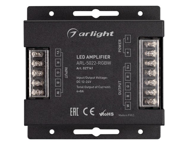 Усилитель ARL-5022-RGBW (12-24V, 4x8A, 384-768W) (Arlight, IP20 Металл, 3 года) фото:1