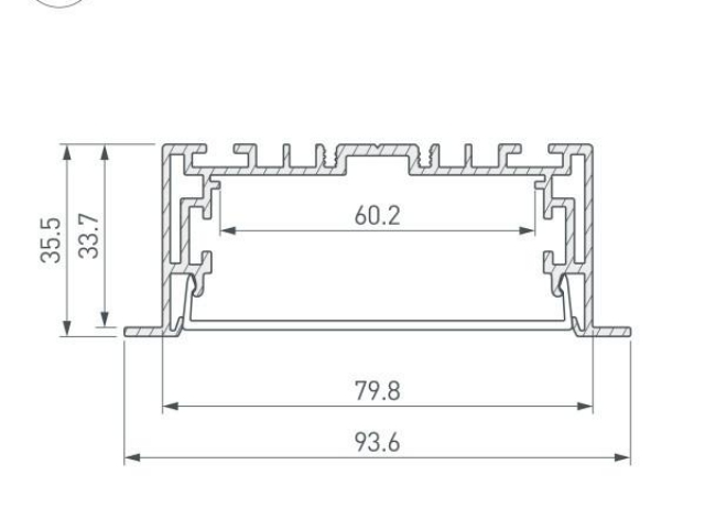 Профиль с экраном S2-LINIA94-F-2500 ANOD+OPAL (Arlight, Алюминий) фото:4