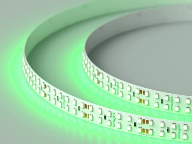 Лента RT 2-5000 24V Green 2x2 (3528, 1200 LED, LUX) (Arlight, 19.2 Вт/м, IP20) фото:4
