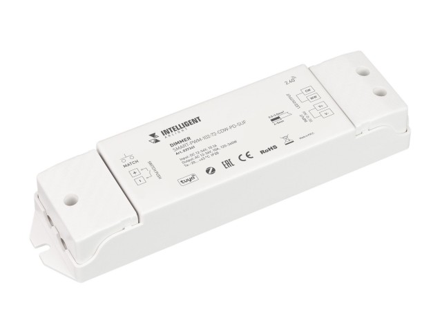 INTELLIGENT ARLIGHT Диммер SMART-PWM-102-72-CDW-PD-SUF (12-36V, 2x5A, ZB, 2.4G) (IARL, IP20 Пластик, 5 лет) фото:1