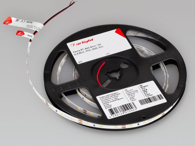 Лента RT-A60-8mm 12V Warm2700 (4.8 W/m, IP20, 2835, 5m) (Arlight, 4.8 Вт/м, IP20) фото:2