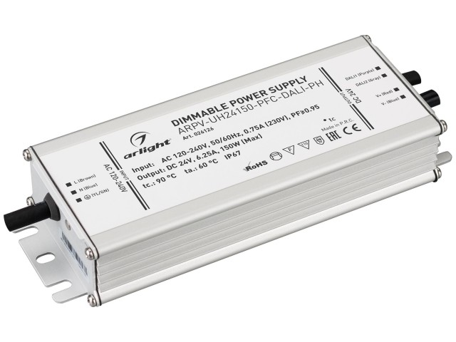 Блок питания ARPV-UH24150-PFC-DALI-PH (24V, 6.3A, 150W) (Arlight, IP67 Металл, 7 лет) фото:8
