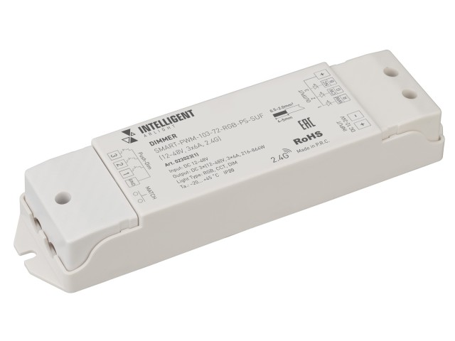 INTELLIGENT ARLIGHT Диммер SMART-PWM-103-72-RGB-PS-SUF Grey (12-48V, 3x6A, 2.4G) (IARL, IP20 Пластик, 5 лет) фото:1
