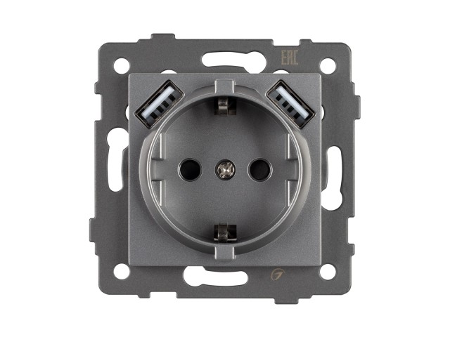 Механизм розетки с USB зарядкой SCT-MUAA-PL-GR-V (250V, 16A) (Arlight, -) фото:4