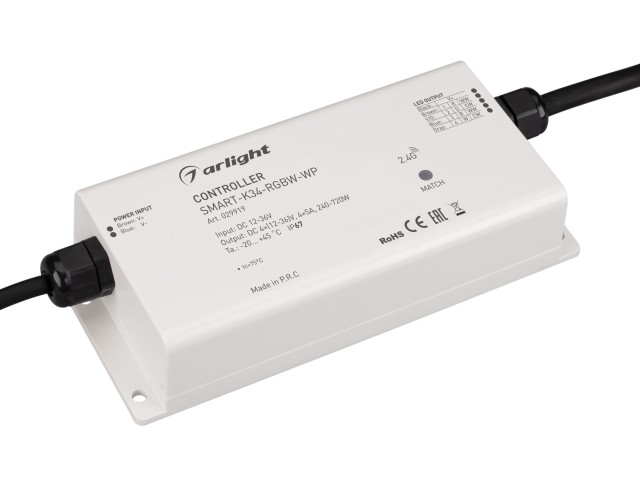 Контроллер SMART-K34-RGBW-WP (12-36V, 4x5A, 2.4G) (Arlight, IP67 Пластик, 5 лет) фото:6