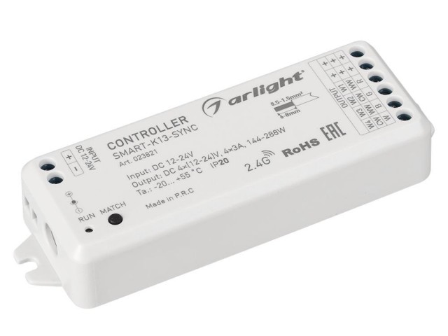 Контроллер SMART-K13-SYNC (12-24V, 4x3A, 2.4G) (Arlight, IP20 Пластик, 5 лет) фото:2
