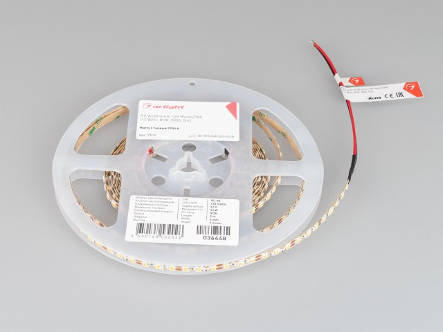 Лента RZ-A120-6mm 12V Warm2700 (12 W/m, IP20, 2835, 5m) (Arlight, 12 Вт/м, IP20) фото:3