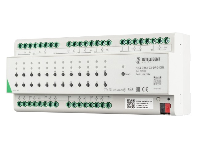 INTELLIGENT ARLIGHT Релейный модуль KNX-7242-72-DRO-DIN Grey (BUS, 24x10A) (IARL, IP20 Пластик, 2 года) фото:4