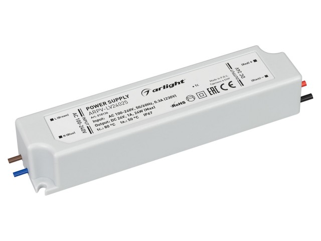 Блок питания ARPV-LV24025 (24V, 1.0A, 24W) (Arlight, IP67 Пластик, 2 года) фото:5