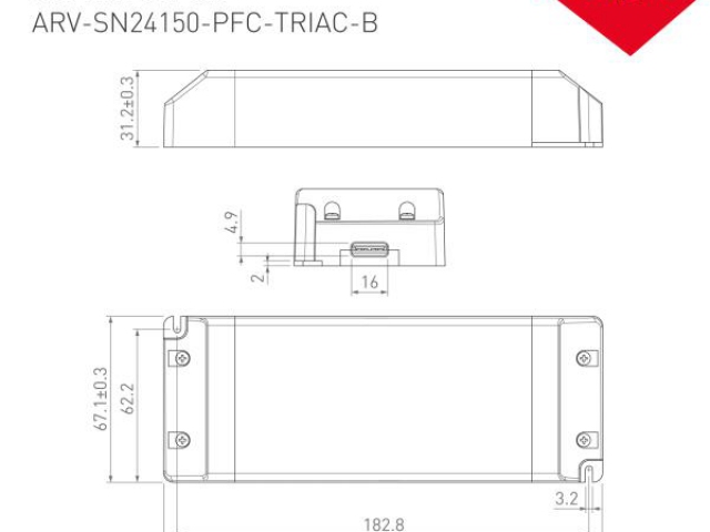 Блок питания ARV-SN24150-PFC-TRIAC-B (24V, 6.25A, 150W) (Arlight, IP20 Пластик, 3 года) фото:3