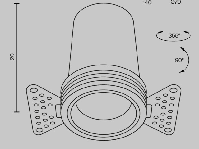 Встраиваемый светильник Technical DL125-L12-3K-TRS-B фото:9