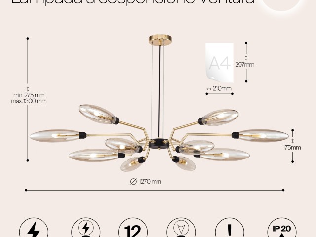 Подвесной светильник Maytoni MOD012CL-12G фото:2