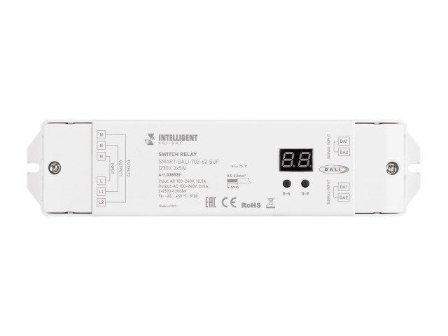 INTELLIGENT ARLIGHT Релейный модуль SMART-DALI-702-62-SUF (230V, 2x5A) (IARL, IP20 Пластик, 5 лет) фото:2