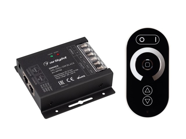 Диммер ARL-OVAL-DIM Black (12-24V, 3x10A, ПДУ Овал, RF, RJ45) (Arlight, IP20 Металл, 3 года) фото:1
