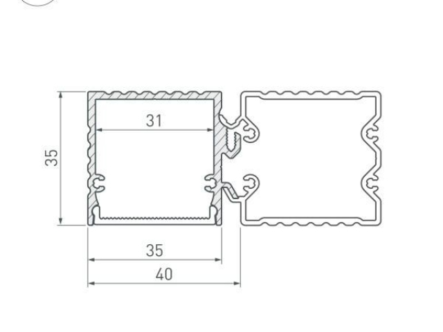 Профиль с экраном ALU-BASE-PW35S-2000 ANOD+FROST AG (Arlight, Металл) фото:1