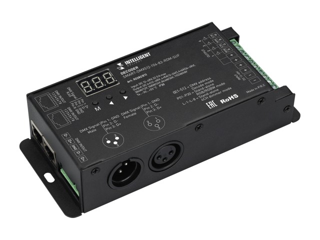 INTELLIGENT ARLIGHT Декодер SMART-DMX512-104-83-RDM-SUF (12-48V, 4x8A, XLR3/RJ45) (IARL, IP20 Металл, 5 лет) фото:2