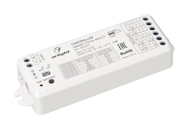 Контроллер SMART-TUYA-MULTI (12-24V, 5x3A, RGB-MIX, 2.4G) (Arlight, IP20 Пластик, 5 лет) фото:5
