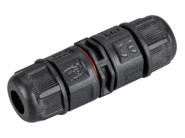 Коннектор прямой NEO-CON-I-2pin-BK (3-7mm, IP67) (Arlight, IP67 Пластик, 3 года) фото:1