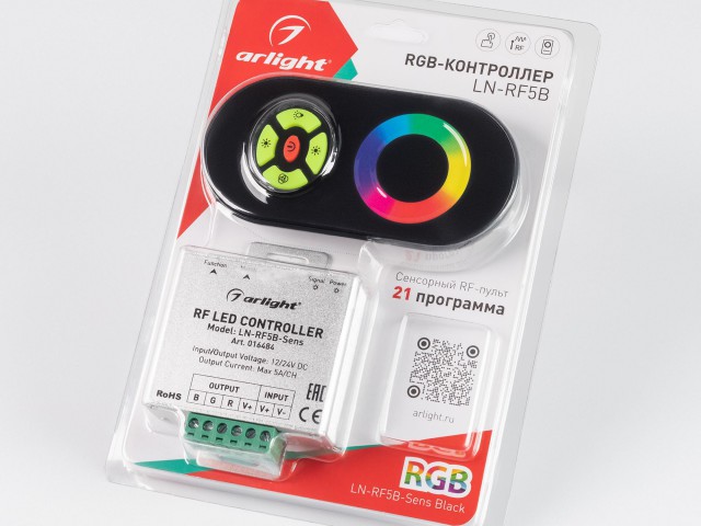Контроллер LN-RF5B-Sens Black (12-24V,180-360W) (Arlight, IP20 Металл, 1 год) фото:1