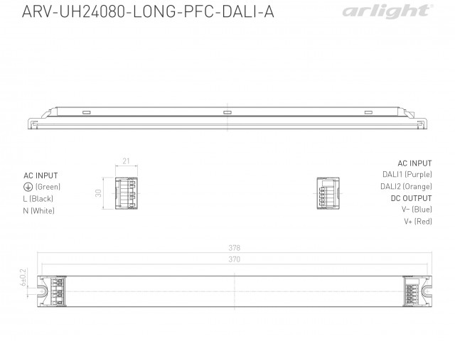 Блок питания ARV-UH24080-LONG-PFC-DALI-A (24V, 3.4A, 80W) (Arlight, IP20 Металл, 7 лет) фото:2