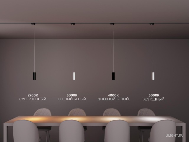 Подвесной трековый светильник HOKASU Tube Hang TR4 (55-320/ral9003 – 10w/3090/10deg) фото:5