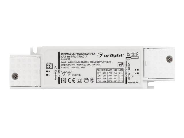 Блок питания ARJ-40-PFC-TRIAC-A (40W, 700-1050mA) (Arlight, IP20 Пластик, 5 лет) фото:5