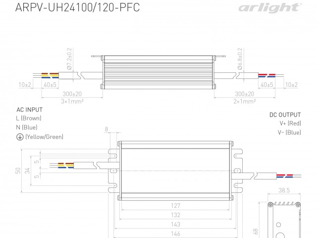 Блок питания ARPV-UH24100-PFC (24V, 4.2A, 100W) (Arlight, IP67 Металл, 7 лет) фото:8