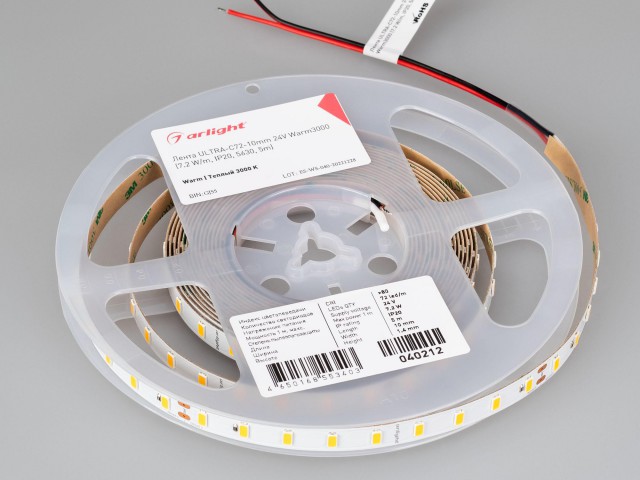Лента ULTRA-C72-10mm 24V Warm3000 (7.2 W/m, IP20, 5630, 5m) (Arlight, высок.эфф.200 лм/Вт) фото:4